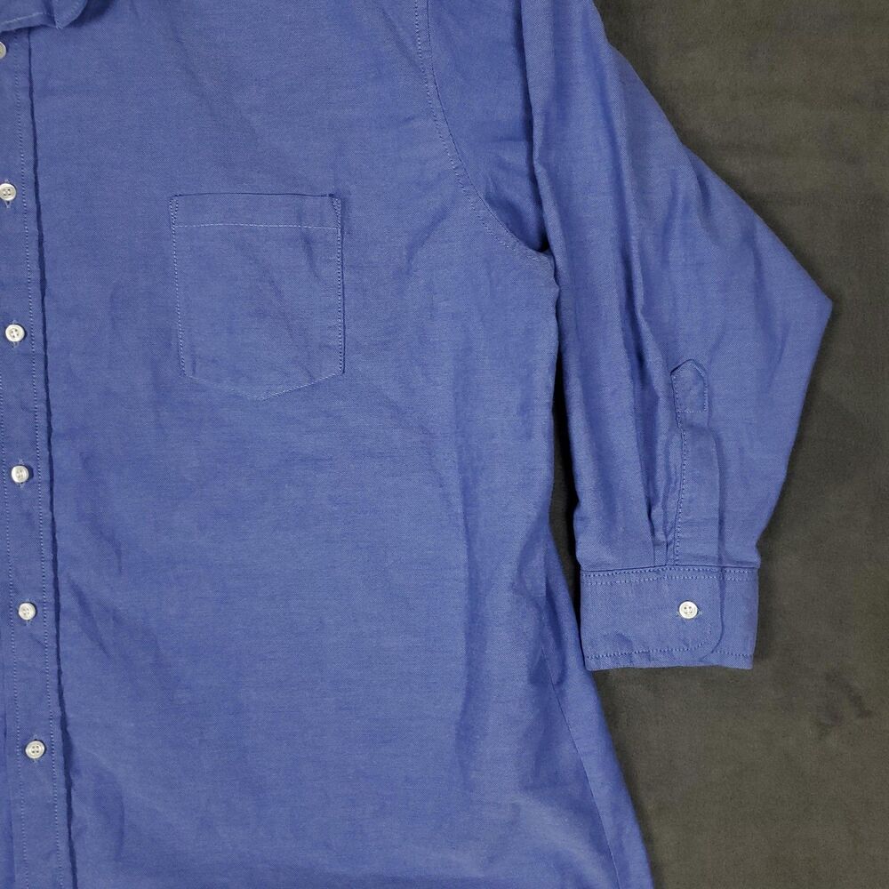 Red Kap Work Polo Shirt Mens 3XL Blue Solid Long Sleeve Button Up Workwear - Picture 6 of 12
